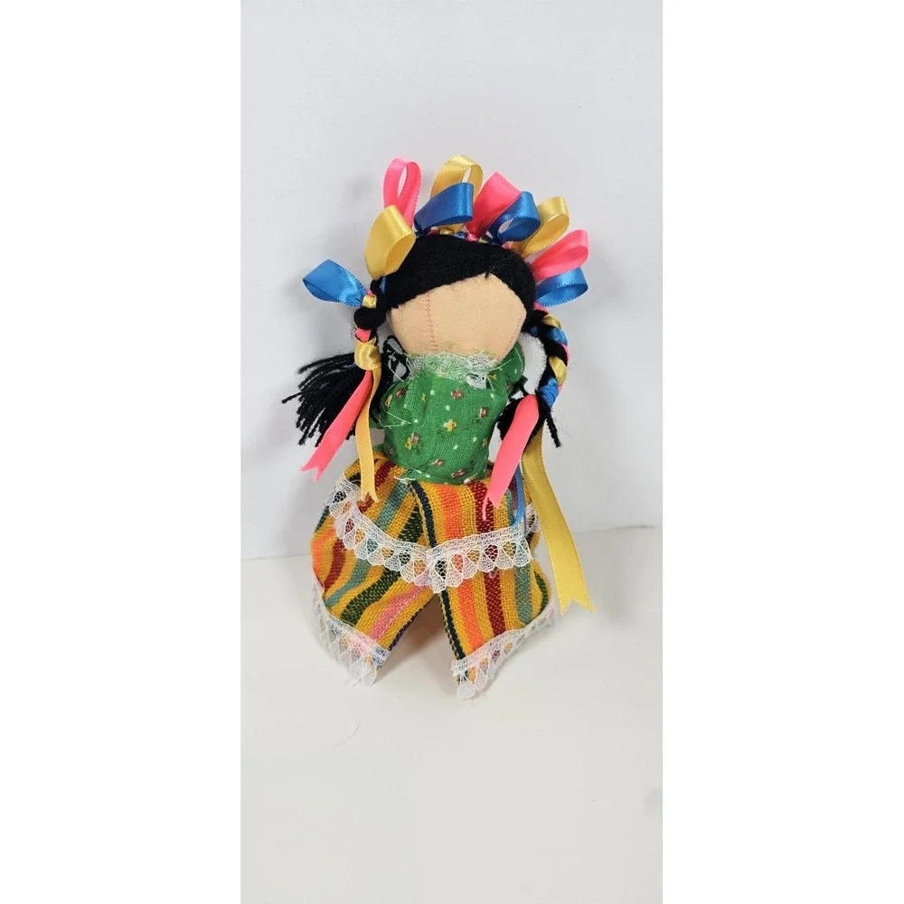 Muñeca Lele Mexican Handmade Doll Traditional Folk Art Braided Ribbon‎ Hair